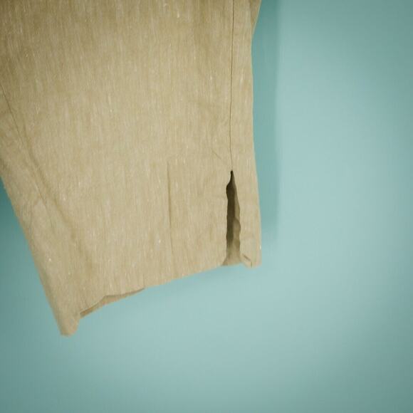 J. Jill Plus Size 2X Tan Linen Stretch Pull On Waist Crop Cropped Vacation Pants - Picture 2 of 8